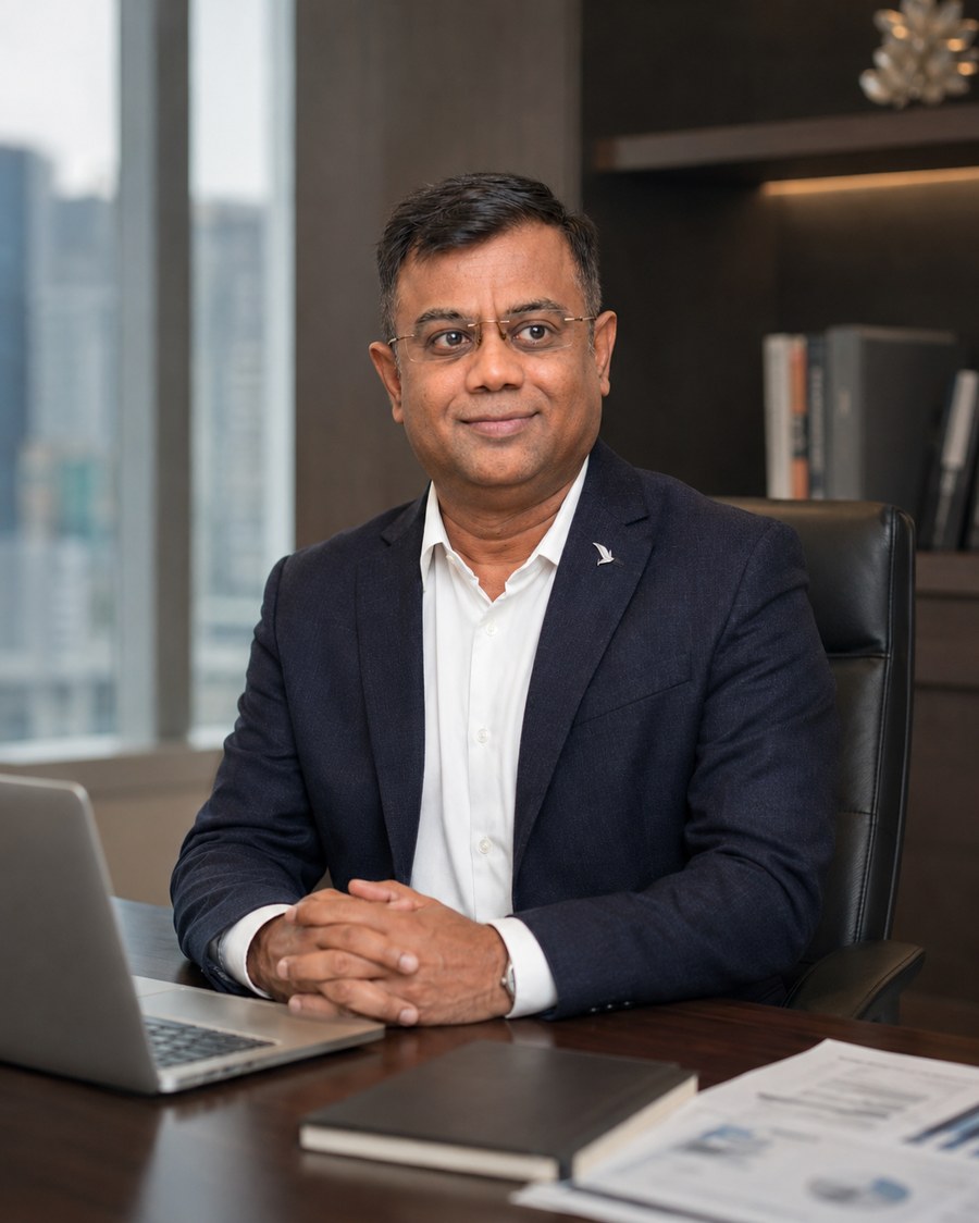 Mr. Ajay Seladia at his office desk